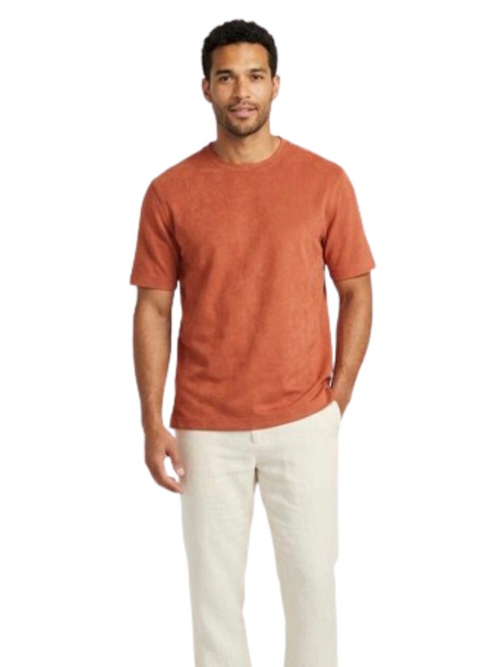 Tommy Bahama Silk Blend Short Sleeve Tee Rust Orange Crew Neck Preppy size Large